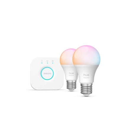 Начален комплект Philips Hue White And Color Ambiance Essential 2xE27/8W/230V 2200-6500K + устройство за свързване