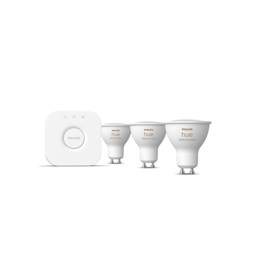 Стартов комплект Philips Hue WHITE AND COLOR AMBIANCE 3xGU10/4,2W/230V 2200-6500K + Hue bridge