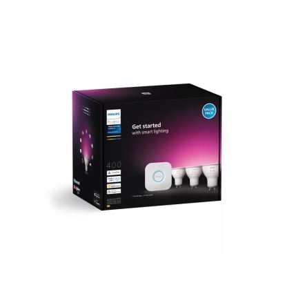 Стартов комплект Philips Hue WHITE AND COLOR AMBIANCE 3xGU10/4,2W/230V 2200-6500K + Hue bridge