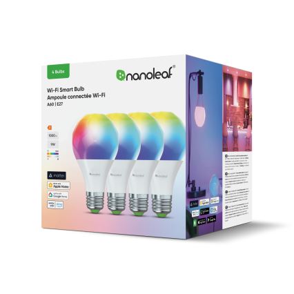 Nanoleaf - К-кт 4x LED RGBW Димируема крушка ESSENTIALS MATTER A19 E27/9W/230V 2700-6500K CRI 90 Wi-Fi