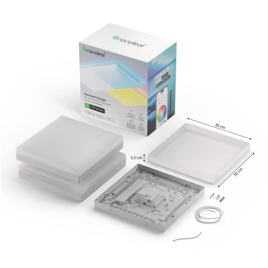 Nanoleaf - К-кт 3x RGBW Димируем плафон SKYLIGHT 1xLED/18W/230V + 2xLED/16W/230V 2700-6500K Wi-Fi