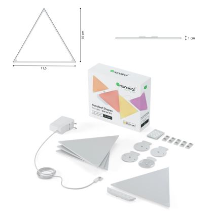 Nanoleaf NL48-1001TW-10PK - К-кт 10бр. LED RGB димируеми панели TRIANGLES LED/0,5 Wi-Fi