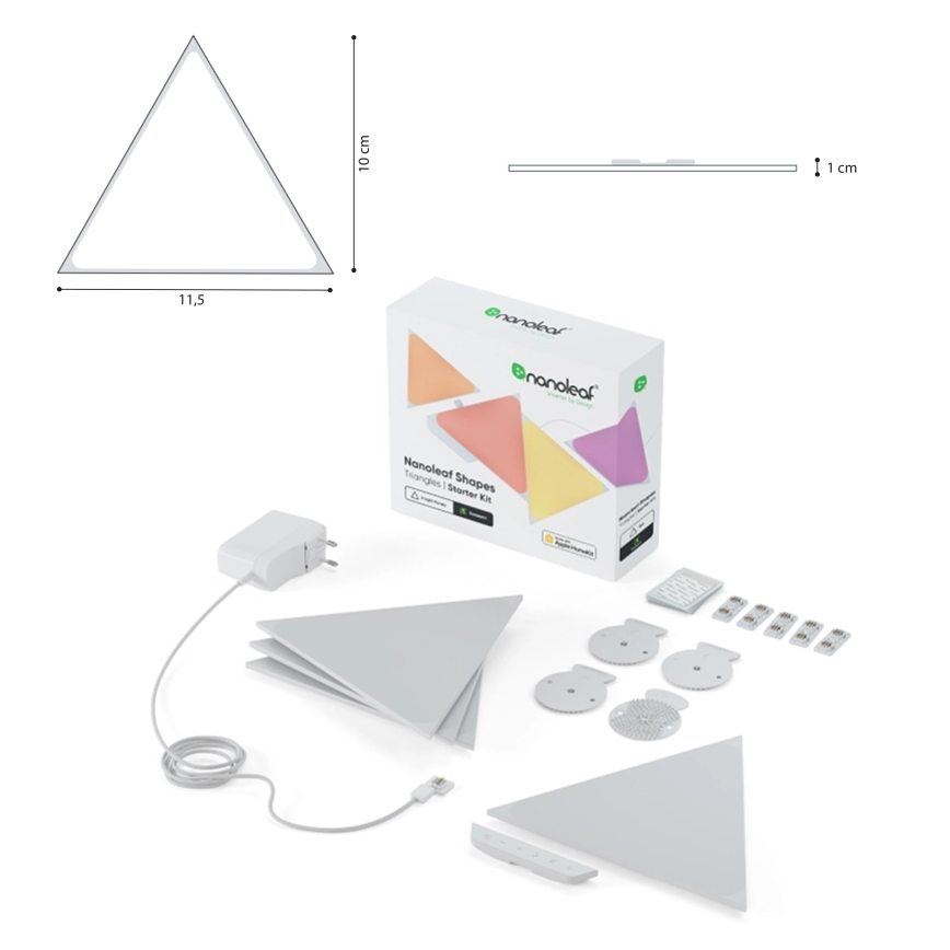 Nanoleaf NL48-1001TW-10PK - К-кт 10бр. LED RGB димируеми панели TRIANGLES LED/0,5 Wi-Fi