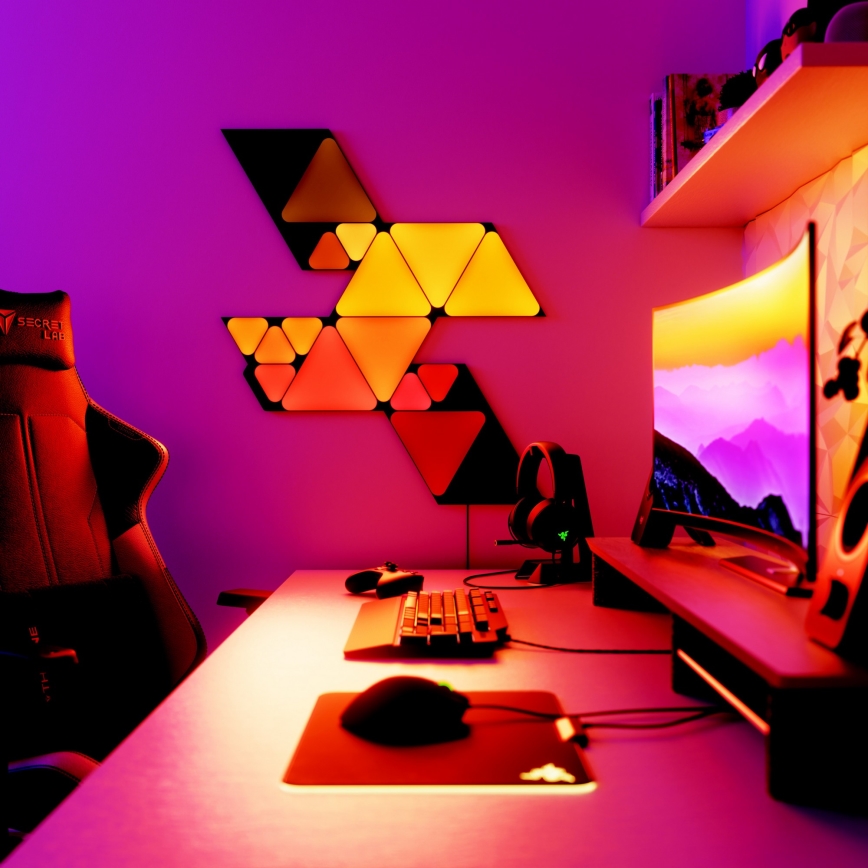 Nanoleaf - Разширение К-кт 10x LED RGBW Димируем панел MINI TRIANGLES LED/0,54W/230V 1200-6500K Wi-Fi