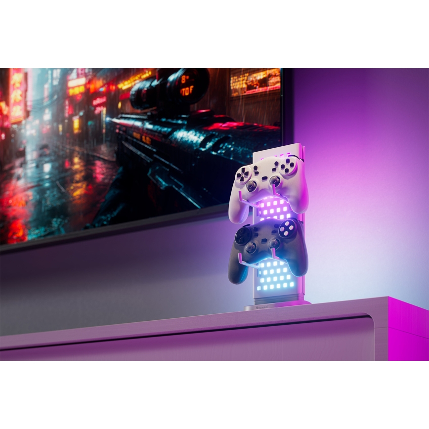 Nanoleaf - LED RGBIC настолна зарядна станция 3v1 с функция за димиране 5V 2700-6500K черна