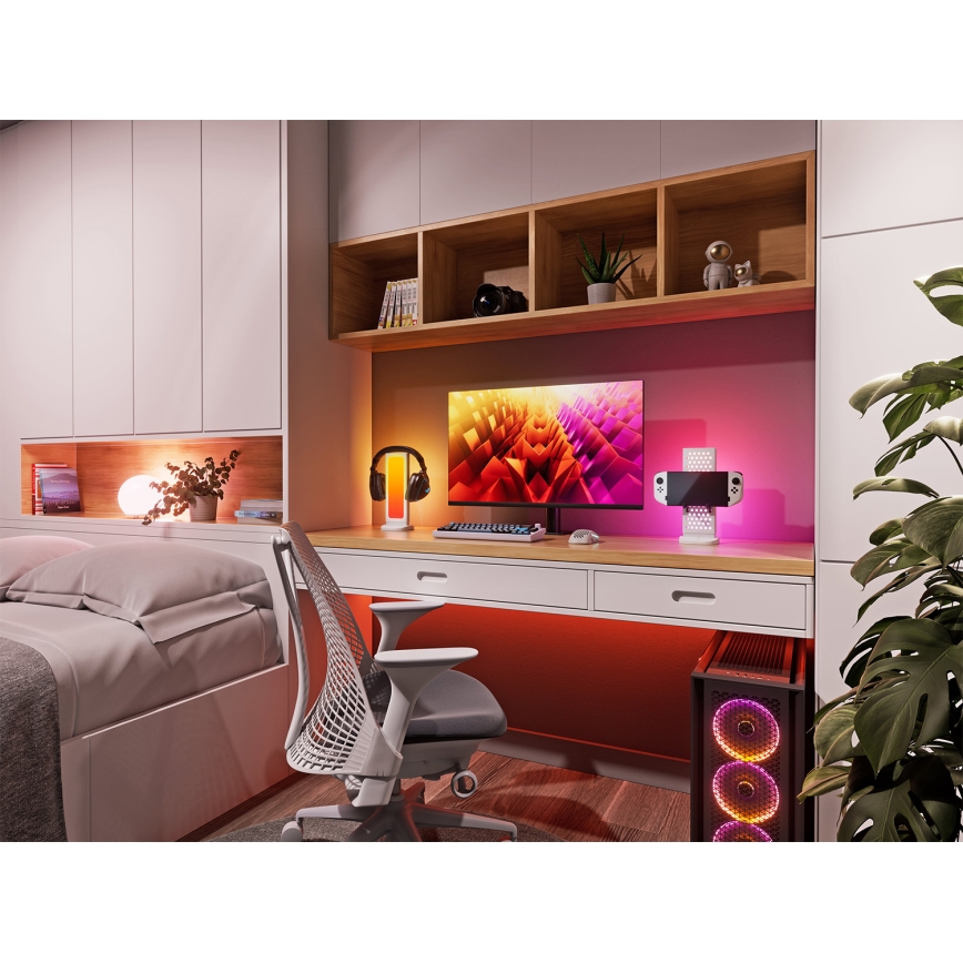 Nanoleaf - LED RGBIC настолна зарядна станция 3v1 с функция за димиране 5V 2700-6500K черна