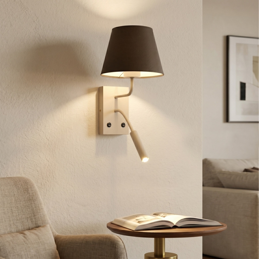 Настенна лампа ARDEN 1xE27/15W/230V + 1xG9/8W бежова/кафява