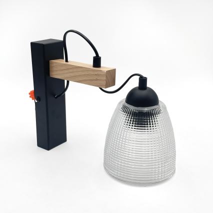 Настенна лампа LEANDRA 1xE27/15W/230V дъб/черно