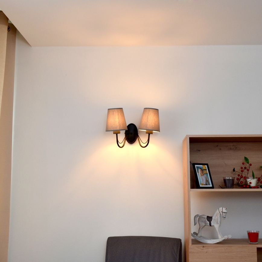 Настенна лампа MALBO 2xE27/15W/230V сива/черна