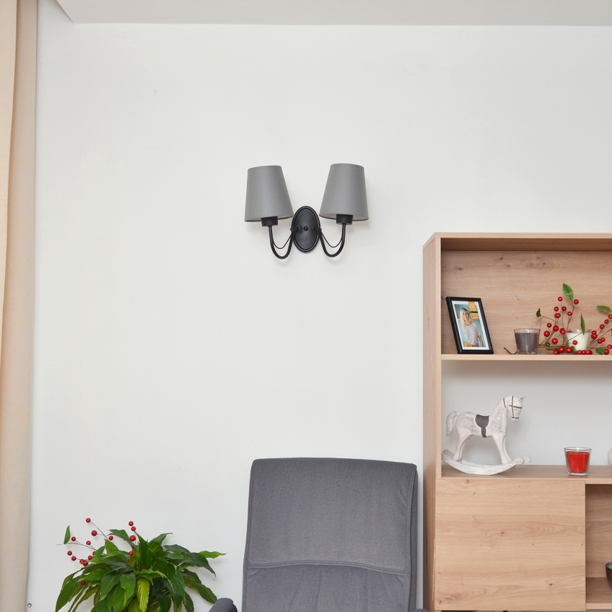 Настенна лампа MALBO 2xE27/15W/230V сива/черна