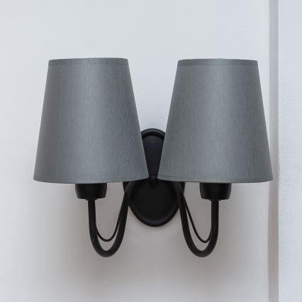 Настенна лампа MALBO 2xE27/15W/230V сива/черна