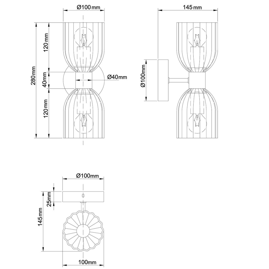 Настенна лампа PIEGA 2xE14/10W/230V месинг/димчато черно