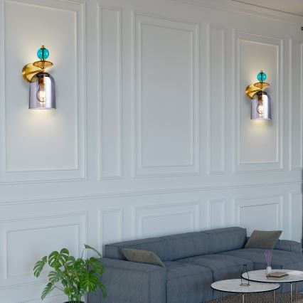 Настенна лампа TROPEA 1xE27/15W/230V златна/синя/димчато бежова/сива