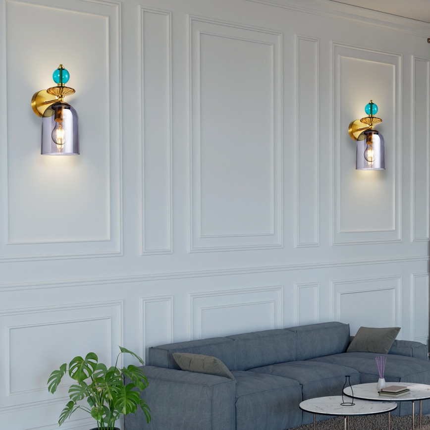 Настенна лампа TROPEA 1xE27/15W/230V златна/синя/димчато бежова/сива