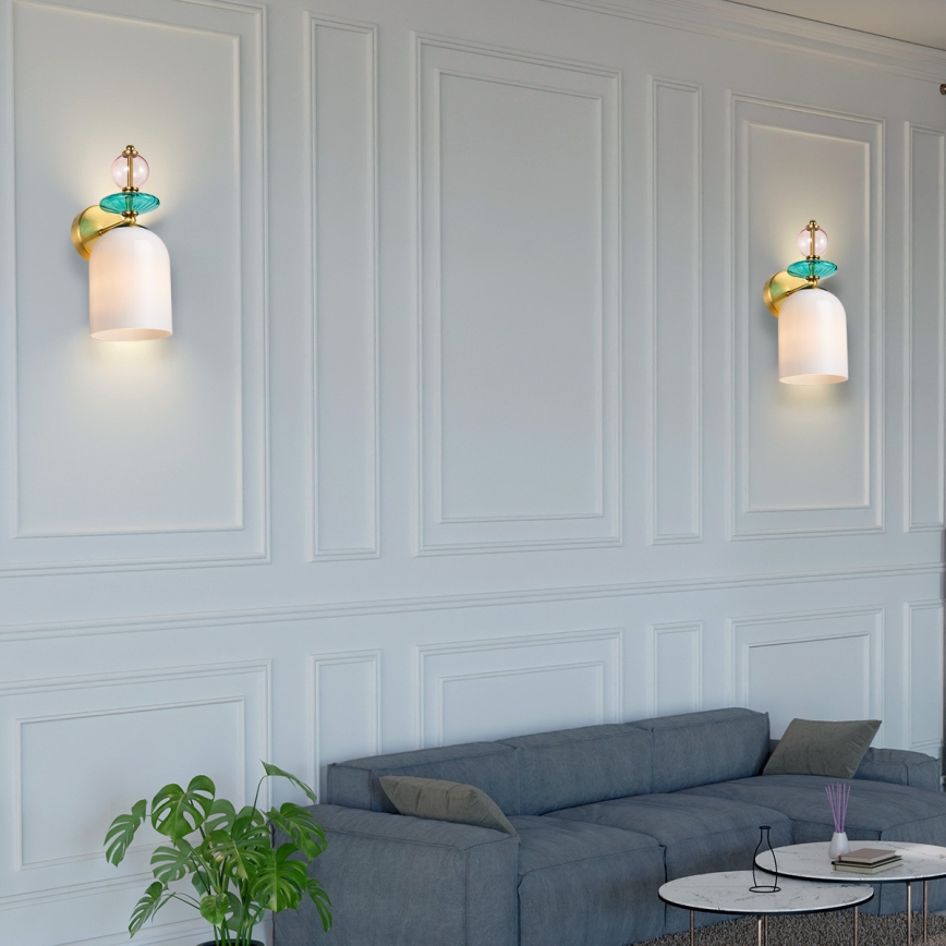 Настенно осветително тяло TROPEA 1xE27/15W/230V златисто/димно розово/синьо/бяло