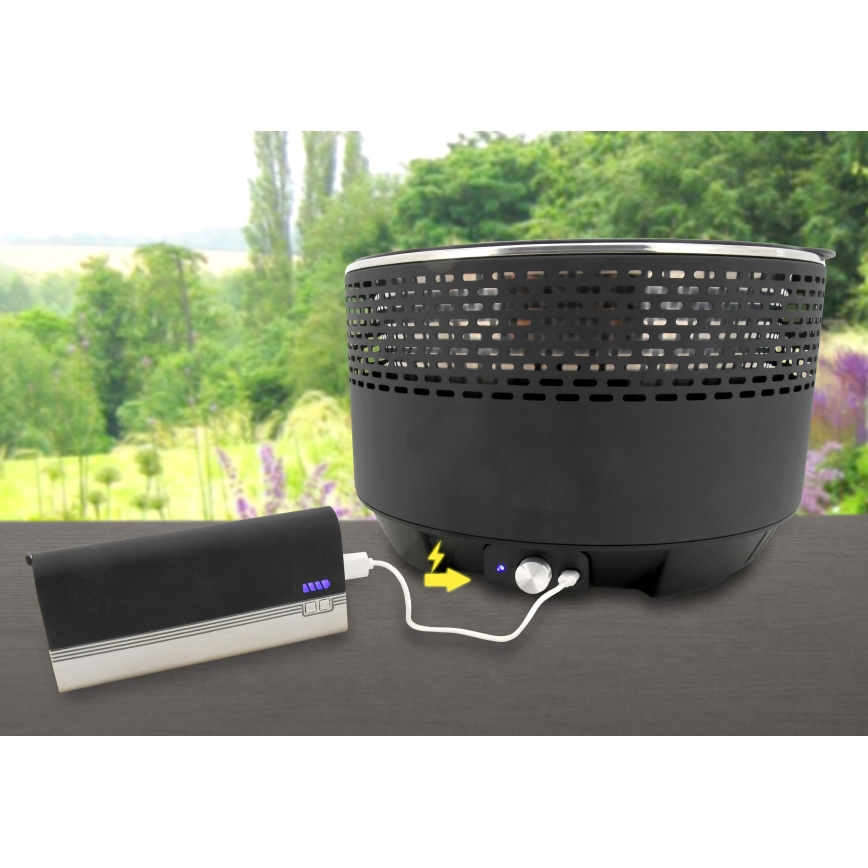 Настолен грил на дървени въглища 4xAA/USB черен