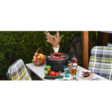 Настолен грил на дървени въглища 4xAA/USB черен