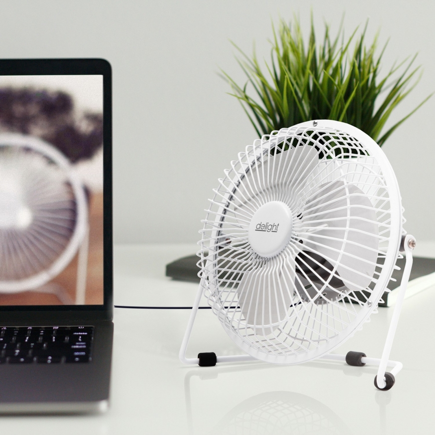 Настолен вентилатор 1,75 W/5 V USB, Ø 18 см, бял