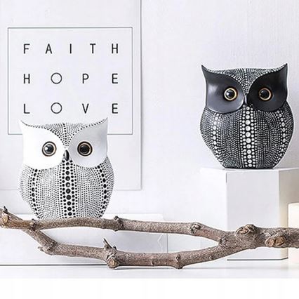 Настолна декорация 15 см, бяла/черна