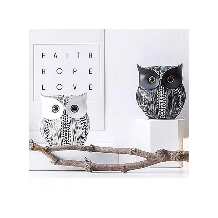 Настолна декорация 15 см, бяла/черна