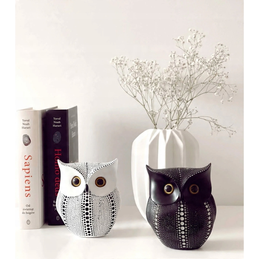 Настолна декорация 15 см, бяла/черна