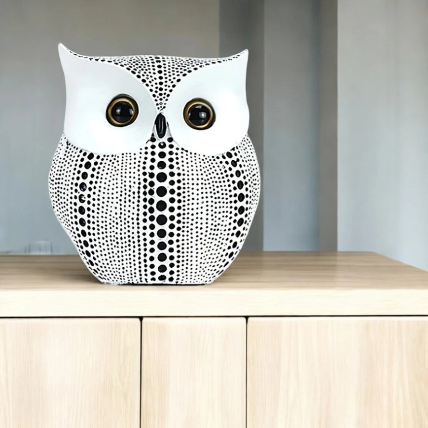 Настолна декорация 15 см, бяла/черна