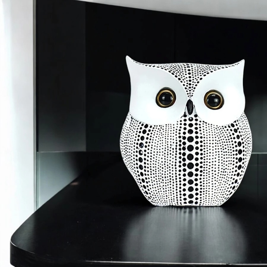 Настолна декорация 15 см, бяла/черна