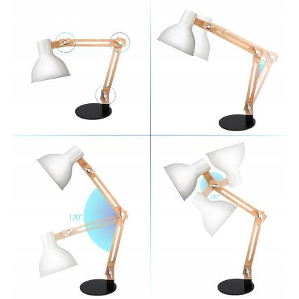 Настолна лампа 1xE27/40W/230V бяла/черна