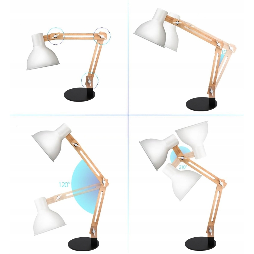 Настолна лампа 1xE27/40W/230V бяла/черна