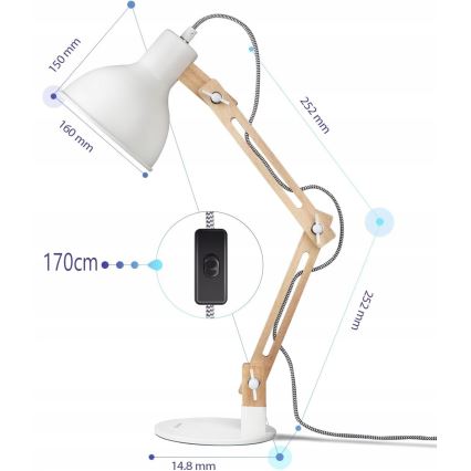 Настолна лампа 1xE27/40W/230V бяла