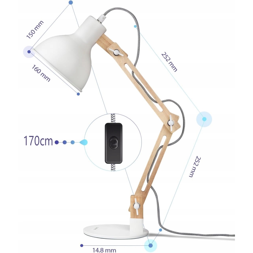 Настолна лампа 1xE27/40W/230V бяла