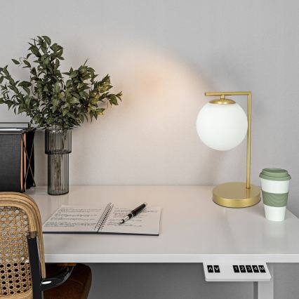 Настолна лампа 1xE27/40W/230V златна/бяла