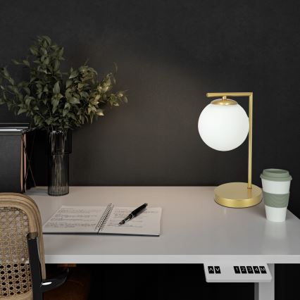 Настолна лампа 1xE27/40W/230V златна/бяла