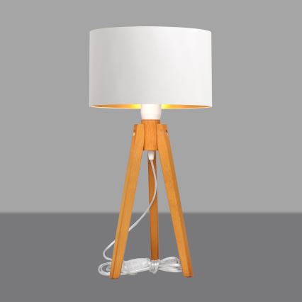 Настолна лампа ALBA 1xE27/15W/230V бял/златист/дъб