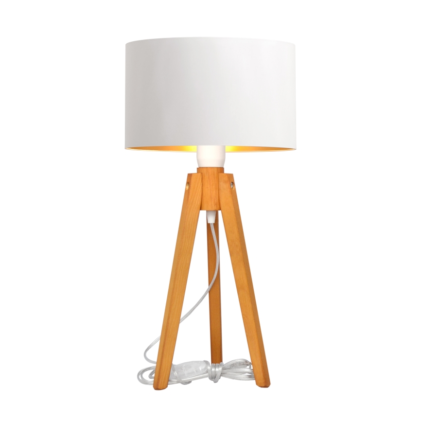 Настолна лампа ALBA 1xE27/15W/230V бял/златист/дъб
