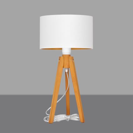 Настолна лампа ALBA 1xE27/15W/230V бял/златист/дъб