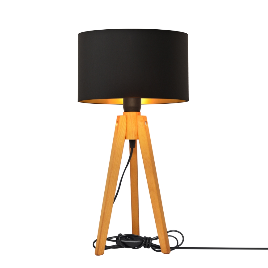 Настолна лампа ALBA 1xE27/15W/230V черен/златист/дъб