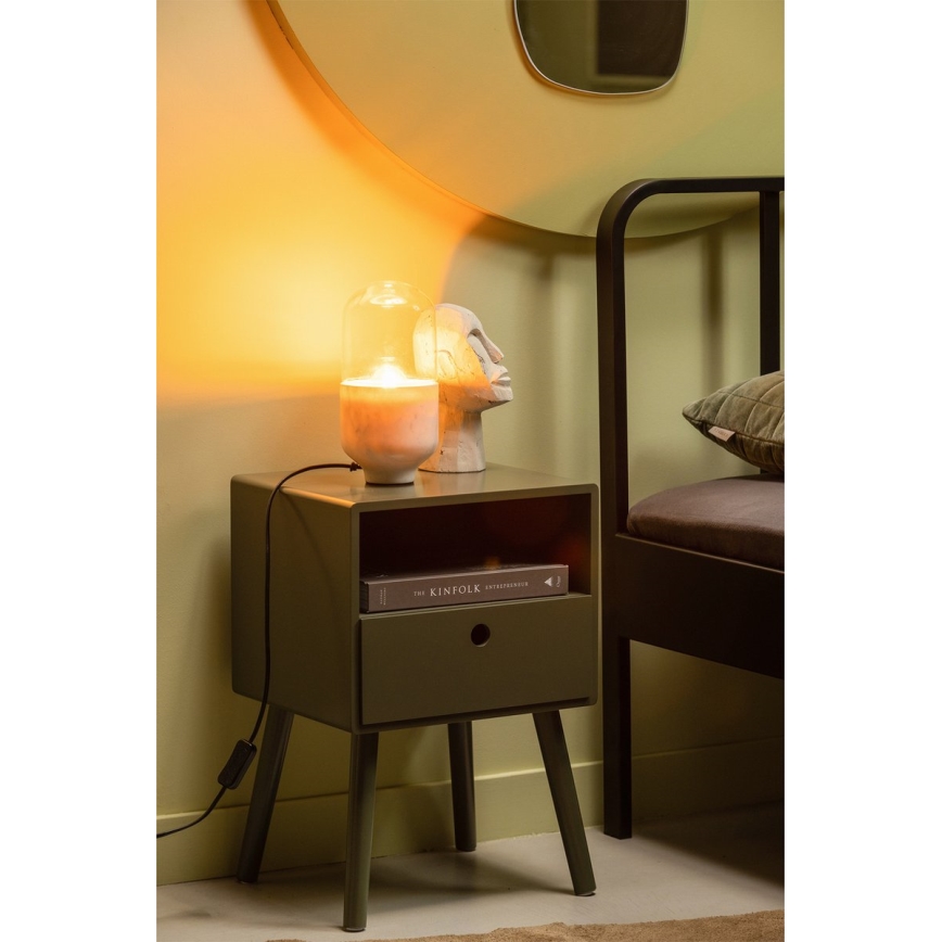 Настолна лампа ASEL 1xE27/25W/230V мрамор бял