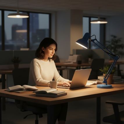 Настолна лампа AURIQ 1xE27/60W/230V синя