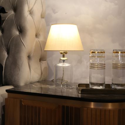 Настолна лампа AYD 1xE27/40W/230V бежова/прозрачна