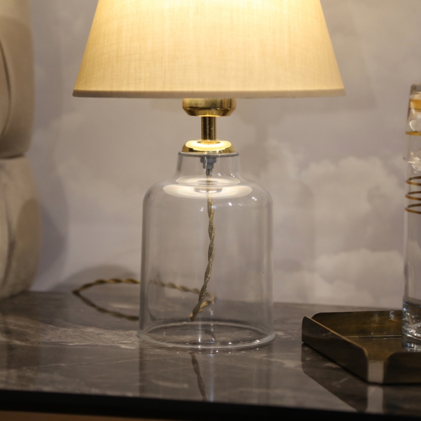 Настолна лампа AYD 1xE27/40W/230V бежова/прозрачна