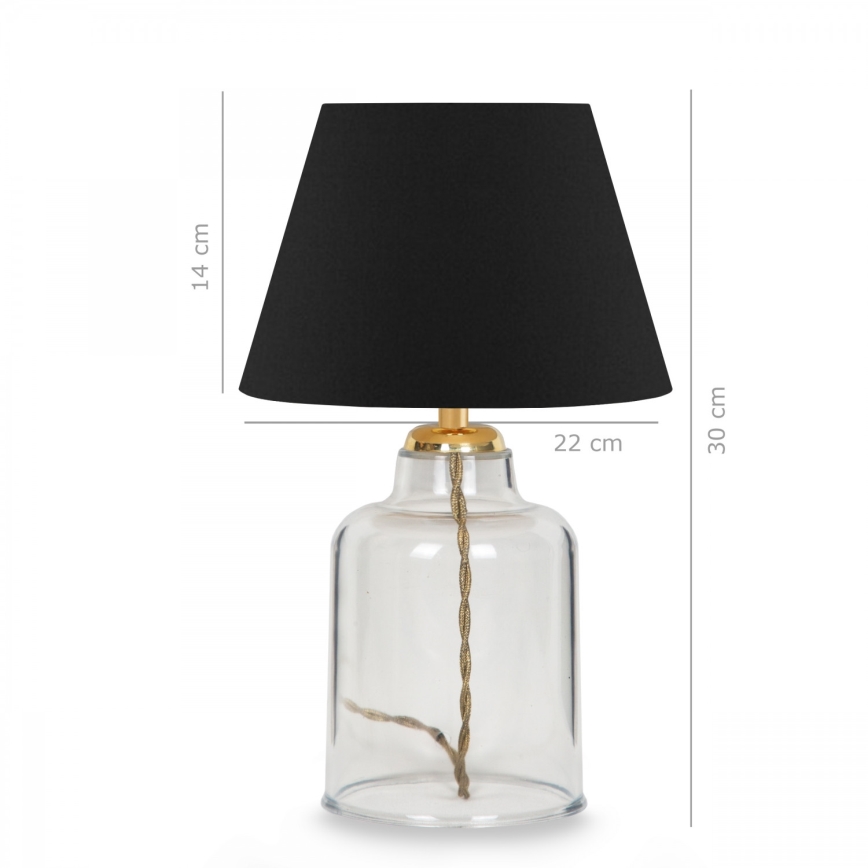 Настолна лампа AYD 1xE27/40W/230V черна/прозрачна