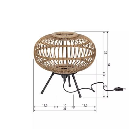 Настолна лампа BASICLABEL 1xE27/40W/230V бамбук