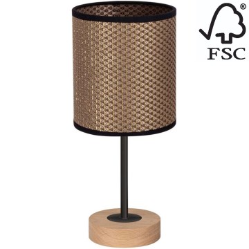 Настолна лампа BENITA 1xE27/60W/230V 30 см кафяв/дъб – FSC сертифицирано