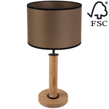 Настолна лампа BENITA 1xE27/60W/230V 48 см кафяв/дъб – FSC сертифицирано