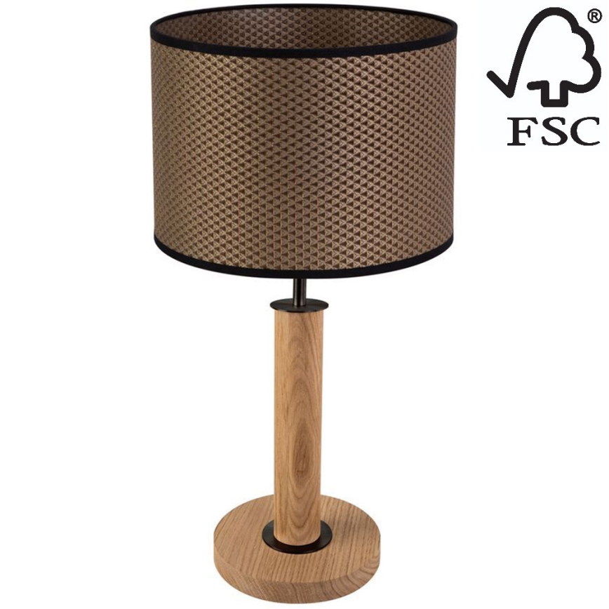 Настолна лампа BENITA 1xE27/60W/230V 48 см кафяв/дъб – FSC сертифицирано