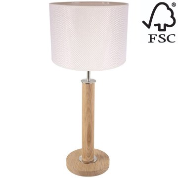 Настолна лампа BENITA 1xE27/60W/230V 61 см кремав/дъб – FSC сертифицирано