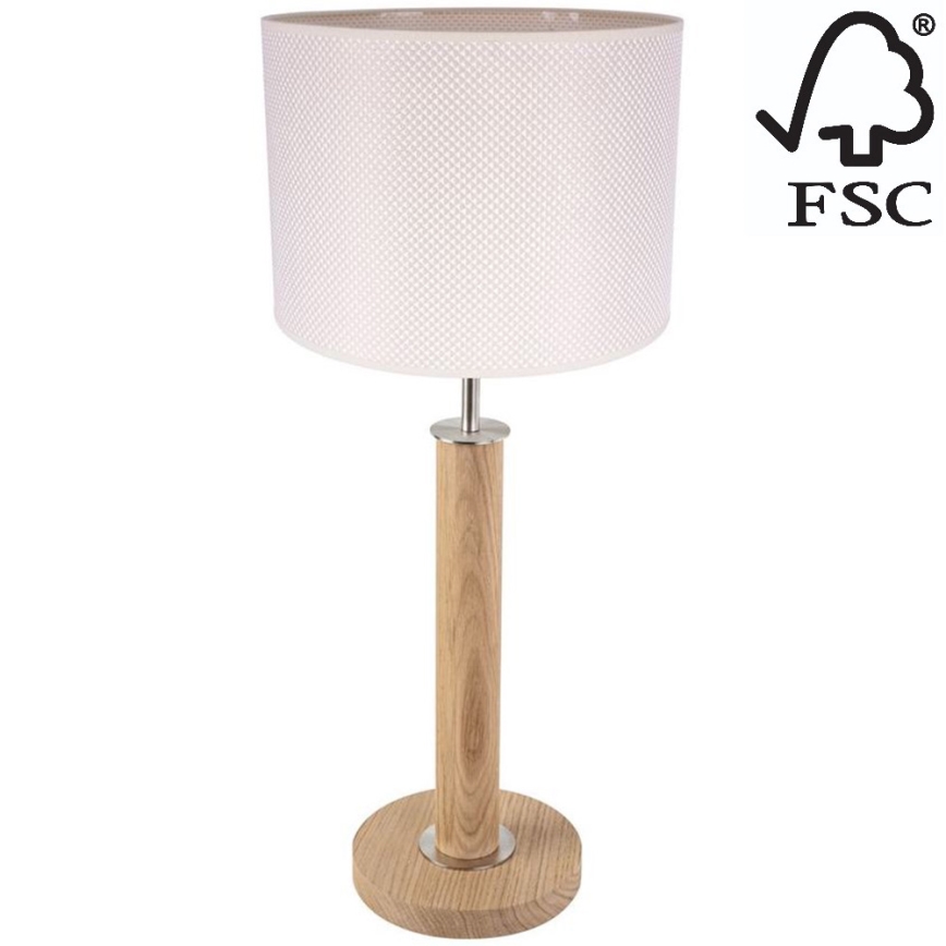 Настолна лампа BENITA 1xE27/60W/230V 61 см кремав/дъб – FSC сертифицирано