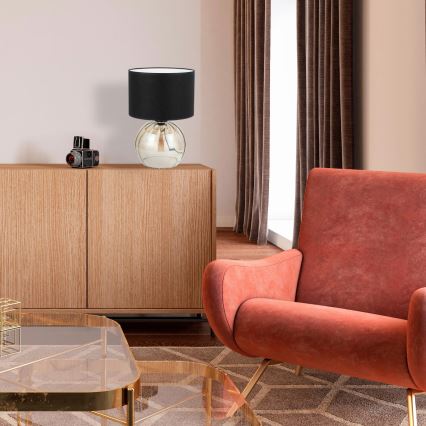 Настолна лампа JETTE 1xE27/15W/230V черен/бежов