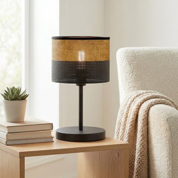 Настолна лампа KARBON 1xE27/15W/230V черна/кафява